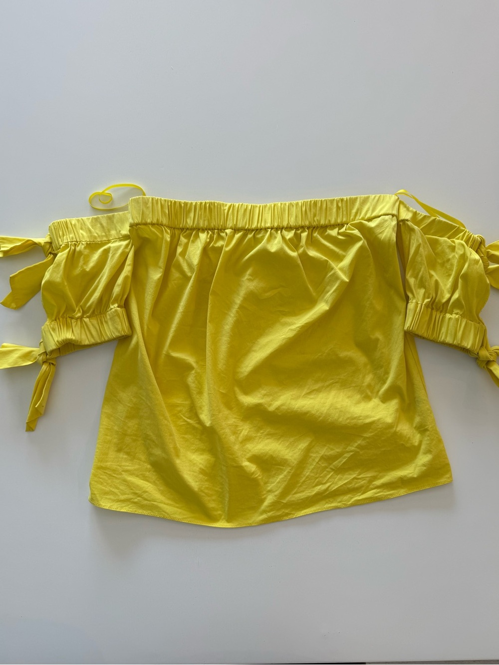 Milly Bright Yellow Off-Shoulder Tie-Sleeve Top